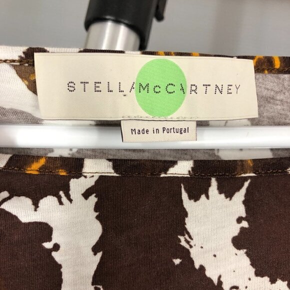 Stella McCartney Leopard Print Cream Brown Orange Scoopneck Tunic Top Sz S/M - Picture 8 of 9